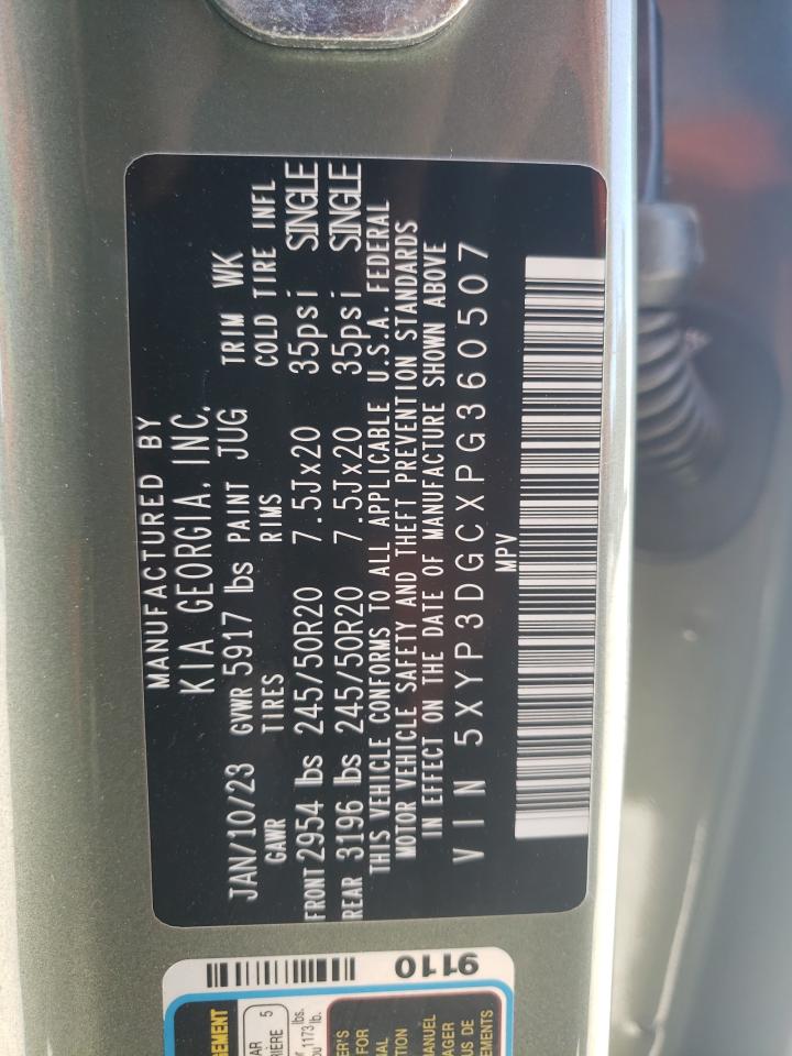 2023 KIA Telluride VIN 5XYP3DGCXPG360507 Copart auction photo, all over / undercarriage damage thumbnail 15