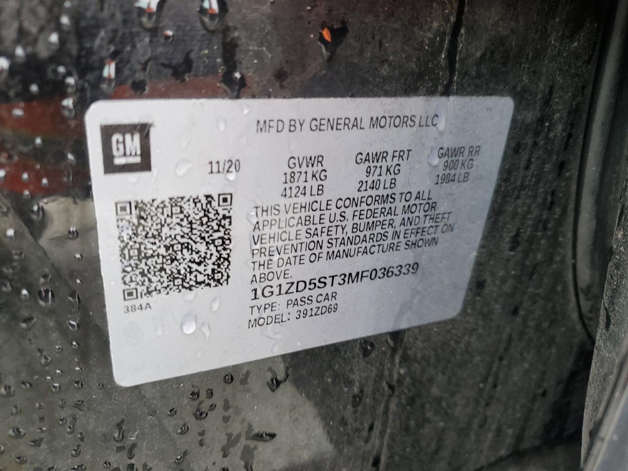 2021 Chevrolet Malibu VIN 1G1ZD5ST3MF036339 Copart auction photo, front end damage thumbnail 12