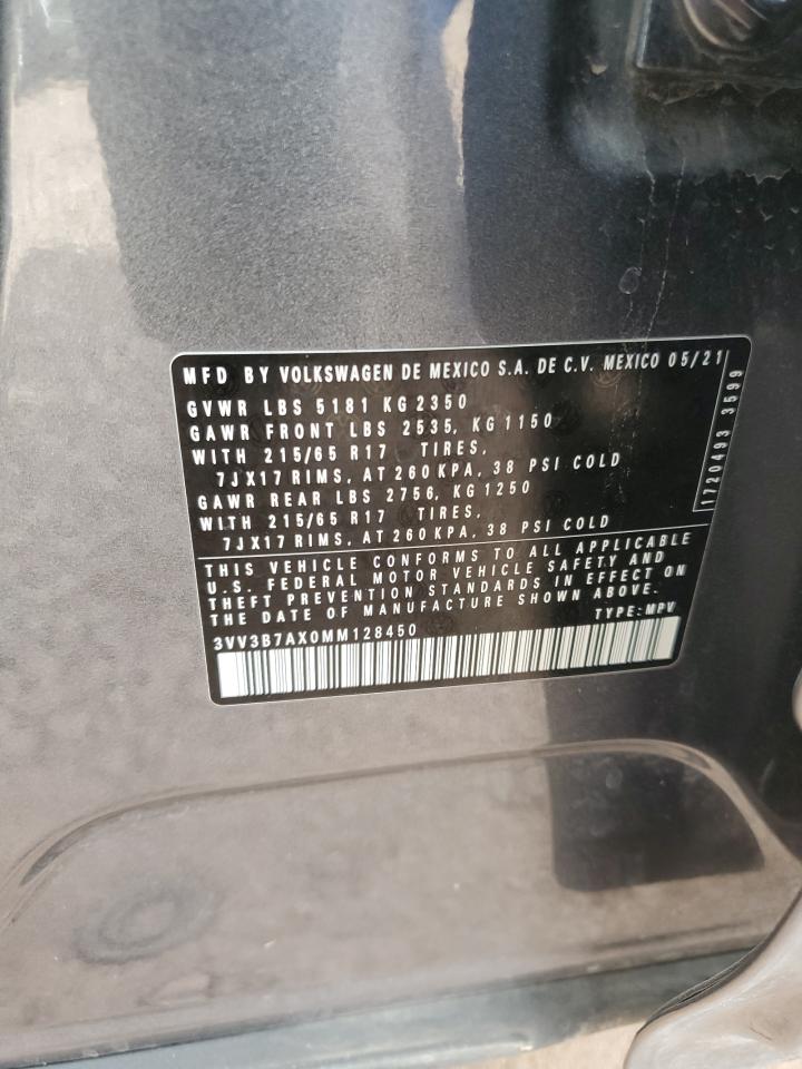 2021 Volkswagen Tiguan VIN 3VV3B7AX0MM128450 Copart auction photo, rear end damage thumbnail 14