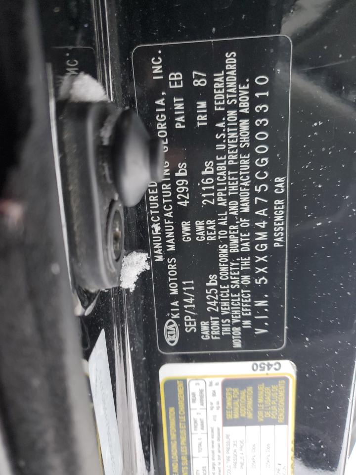2012 KIA Optima VIN 5XXGM4A75CG003310 Copart auction photo, front end / undercarriage damage thumbnail 13