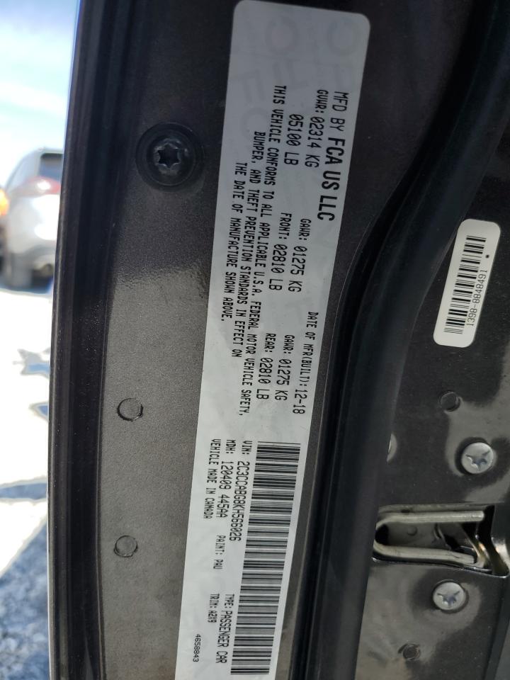 2019 Chrysler 300 VIN 2C3CCABG8KH566026 Copart auction photo, front end / side damage thumbnail 12