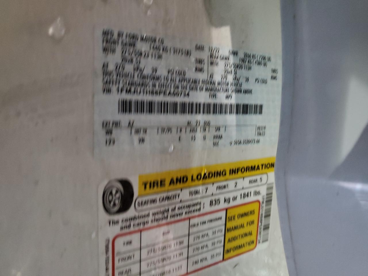 2023 Ford Expedition VIN 1FMJU1H88PEA00734 Copart auction photo, all over damage thumbnail 15
