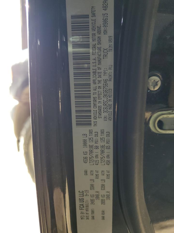 2019 RAM 2500 VIN 3C6UR5CJ3KG675646 Copart auction photo, rear end / side damage thumbnail 14