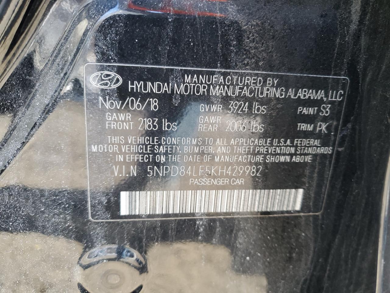 2019 Hyundai Elantra VIN 5NPD84LF5KH429982 Copart auction photo, front end damage thumbnail 12