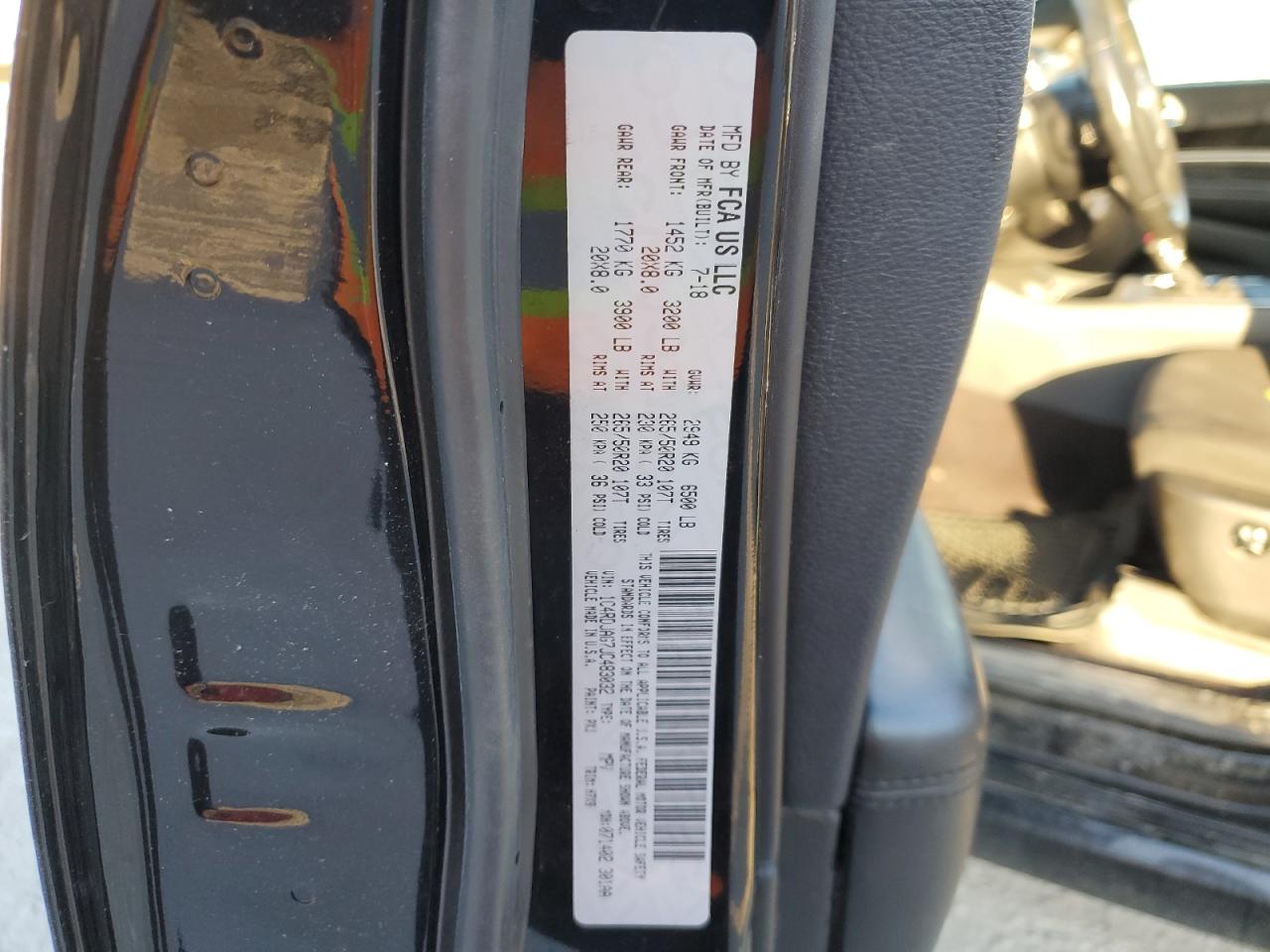 2018 Dodge Durango VIN 1C4RDJAG7JC483032 Copart auction photo, front end / rear end damage thumbnail 13