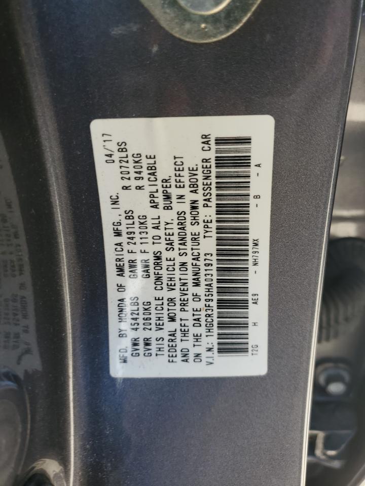2017 Honda Accord VIN 1HGCR3F95HA031973 Copart auction photo, side damage thumbnail 12