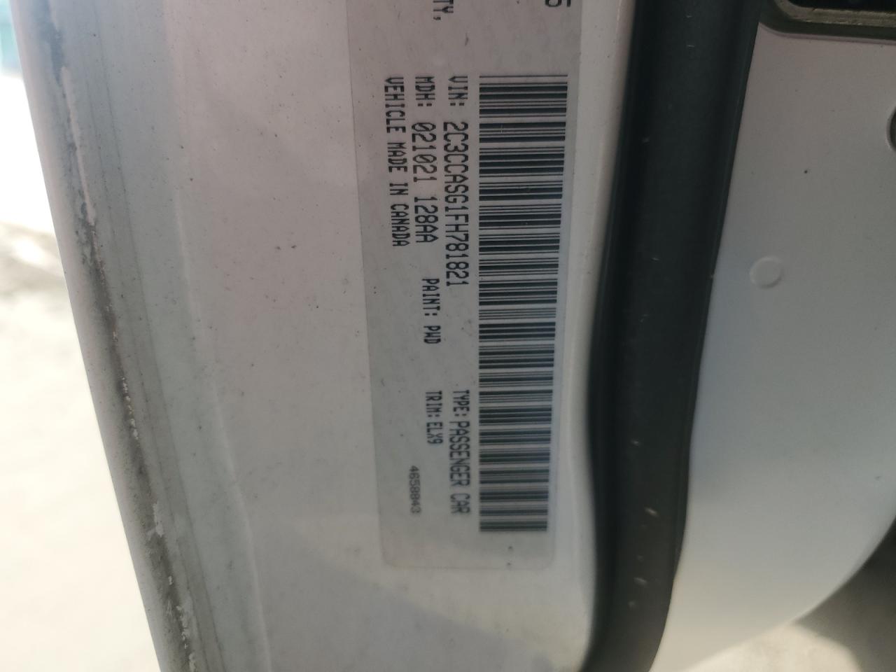 2015 Chrysler 300 VIN 2C3CCASG1FH781821 Copart auction photo, water/flood damage thumbnail 12