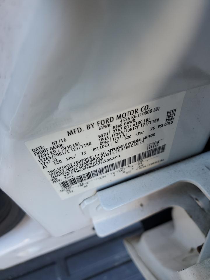 2016 Ford F250 VIN 1FT7W2B63GED35261 Copart auction photo, burn damage thumbnail 12