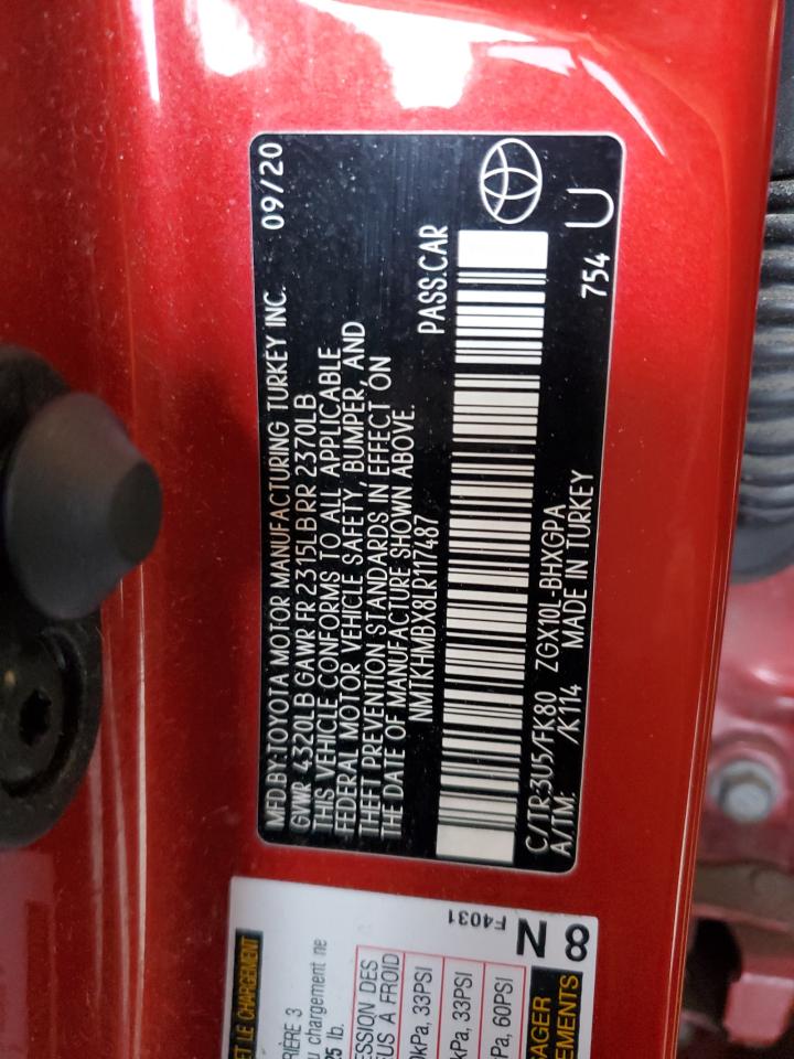 2020 Toyota C-HR VIN NMTKHMBX8LR117487 Copart auction photo, front end / side damage thumbnail 13