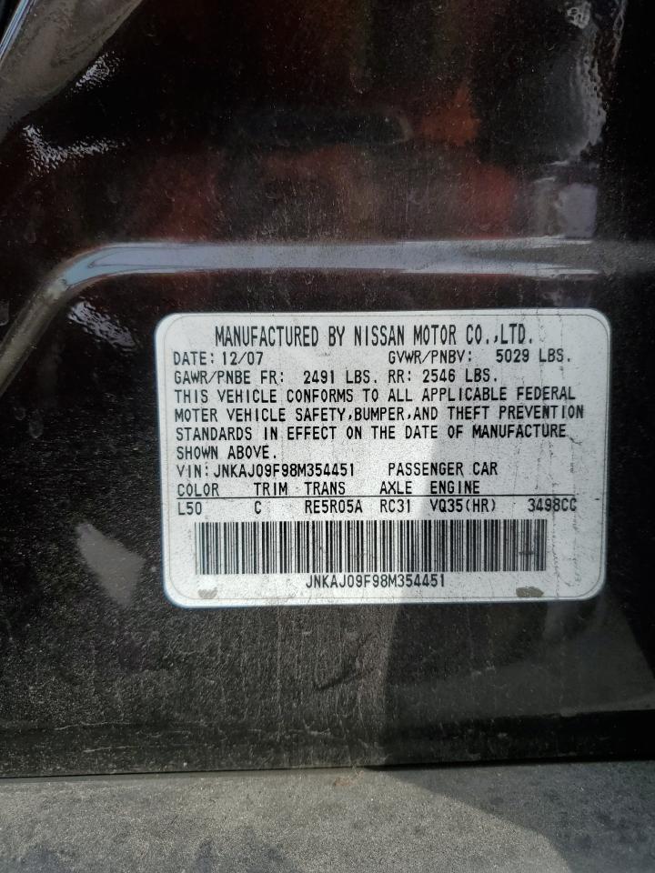 2008 Infiniti EX VIN JNKAJ09F98M354451 Copart auction photo, all over damage thumbnail 13
