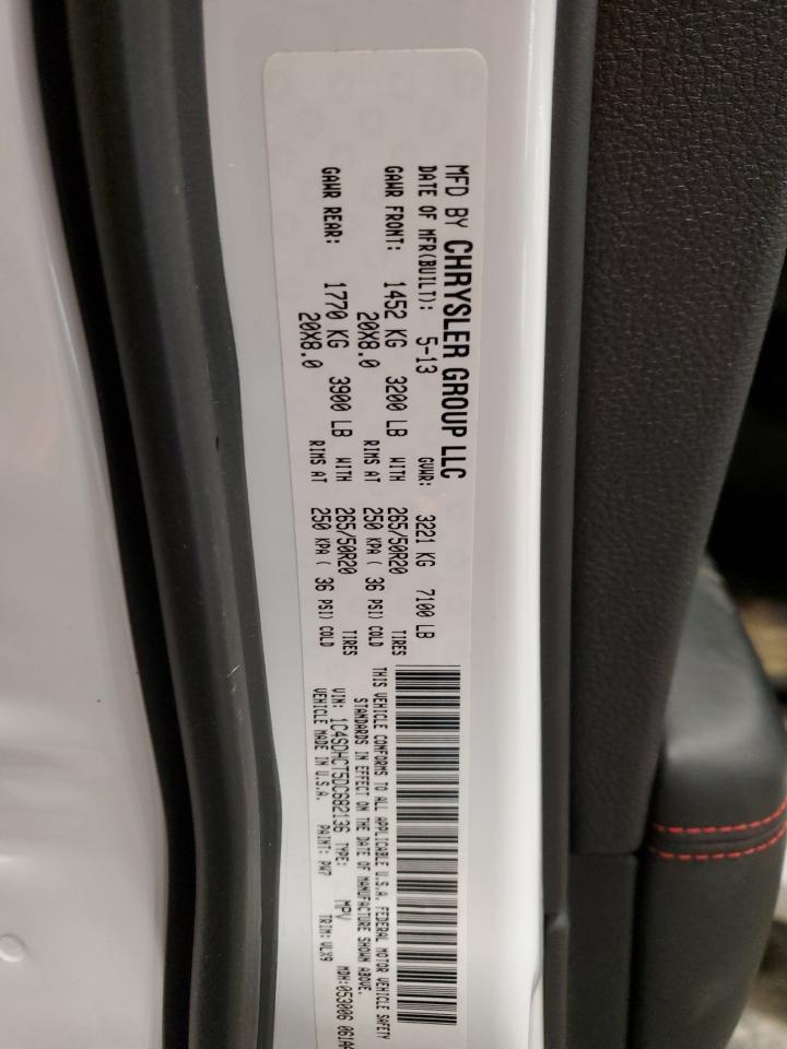 2013 Dodge Durango VIN 1C4SDHCT5DC682136 Copart auction photo, front end damage thumbnail 13