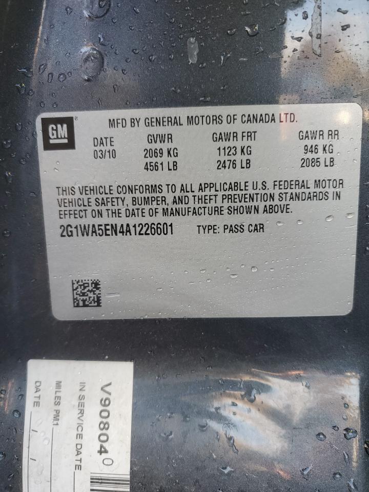 2010 Chevrolet Impala VIN 2G1WA5EN4A1226601 Copart auction photo, front end / side damage thumbnail 12
