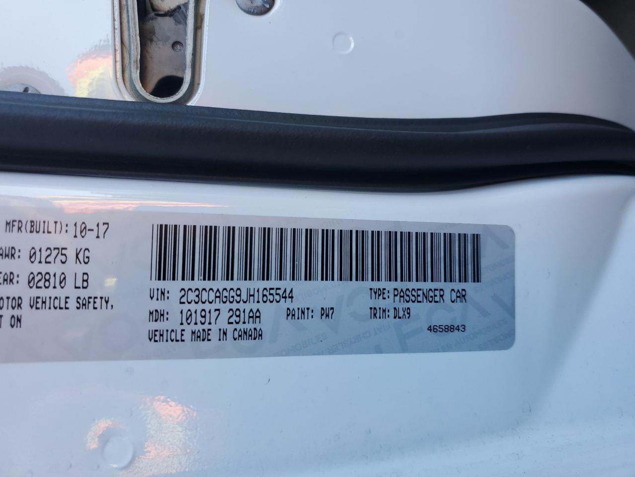 2018 Chrysler 300 VIN 2C3CCAGG9JH165544 Copart auction photo, front end damage thumbnail 12
