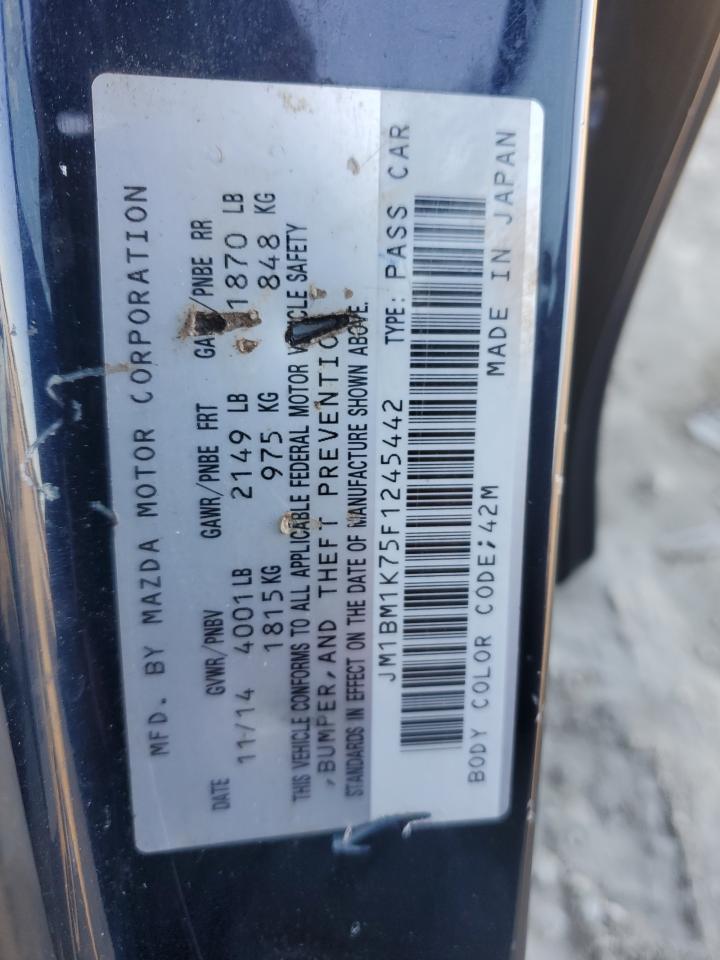 2015 Mazda 3 VIN JM1BM1K75F1245442 Copart auction photo, front end damage thumbnail 12