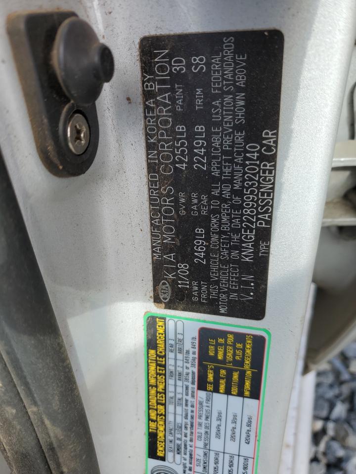 2009 KIA Optima VIN KNAGE228995320140 Copart auction photo, all over damage thumbnail 13