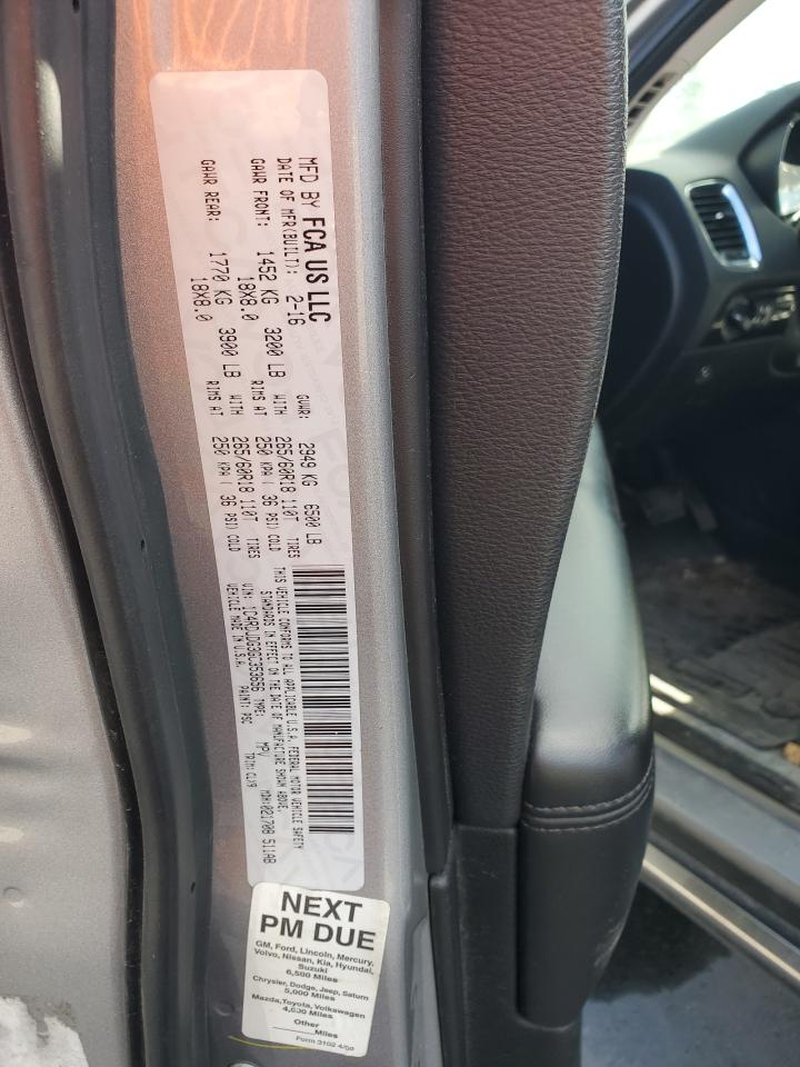 2016 Dodge Durango VIN 1C4RDJDG3GC353656 Copart auction photo, side damage thumbnail 13