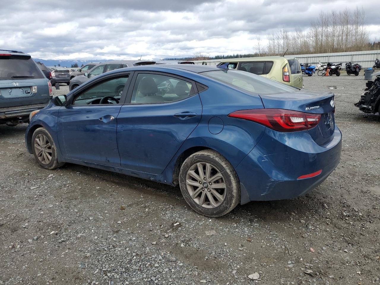 2014 Hyundai Elantra VIN KMHDH4AE9EU186967 Copart auction photo, front end / rear end damage thumbnail 2