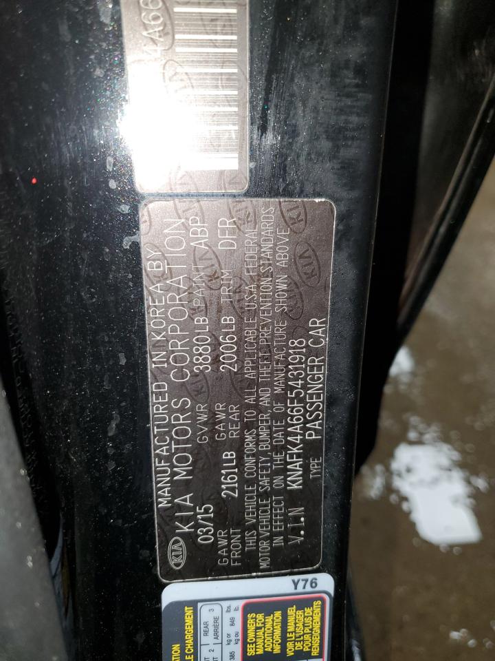 2015 KIA Forte VIN KNAFK4A66F5431918 Copart auction photo, front end / side damage thumbnail 12