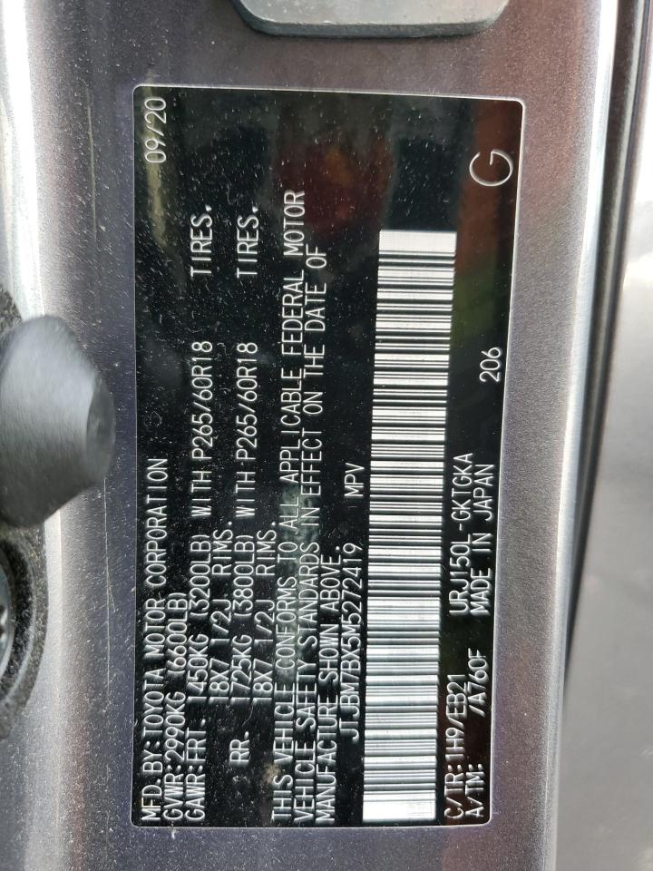 2021 Lexus GX VIN JTJBM7BX5M5272419 Copart auction photo, front end / frame damage damage thumbnail 14