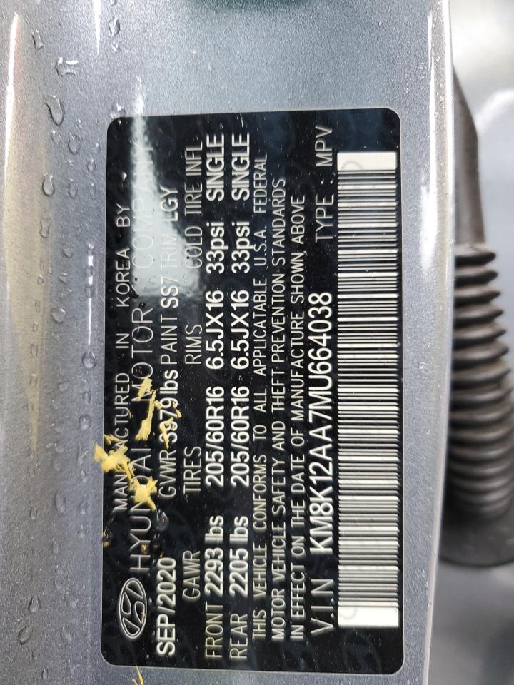 2021 Hyundai Kona VIN KM8K12AA7MU664038 Copart auction photo, rear end / side damage thumbnail 13