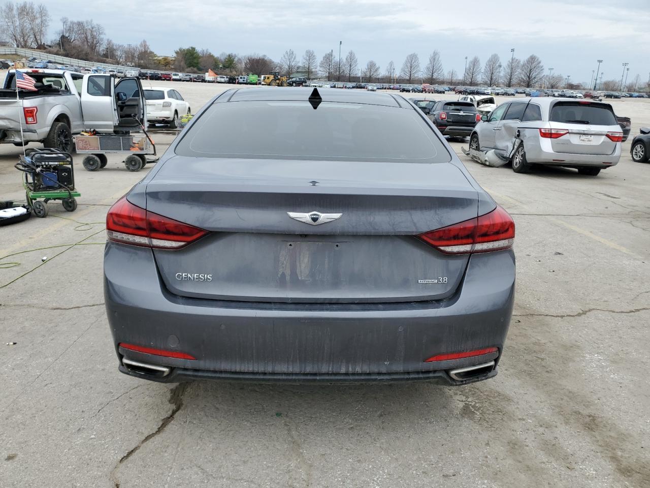 2015 Hyundai Genesis VIN KMHGN4JEXFU071107 Copart auction photo, front end damage thumbnail 6