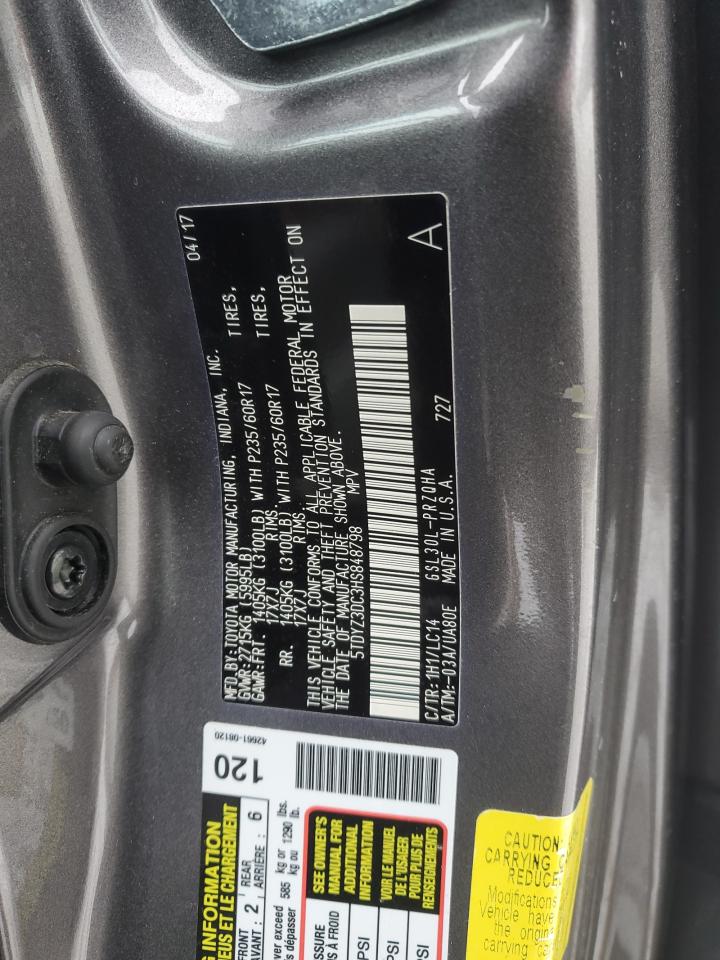 2017 Toyota Sienna VIN 5TDYZ3DC3HS848798 Copart auction photo, front end damage thumbnail 13