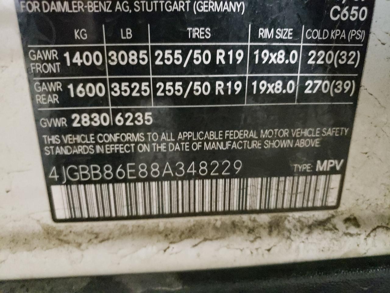 2008 Mercedes-Benz M-klasse VIN 4JGBB86E88A348229 Copart auction photo, burn - engine damage thumbnail 15