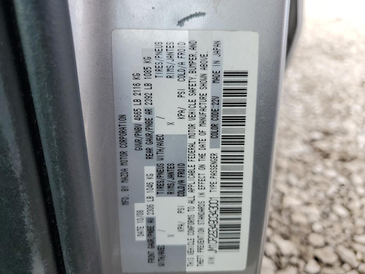 2009 Mazda 5 VIN JM1CR293490343001 Copart auction photo, front end damage thumbnail 13