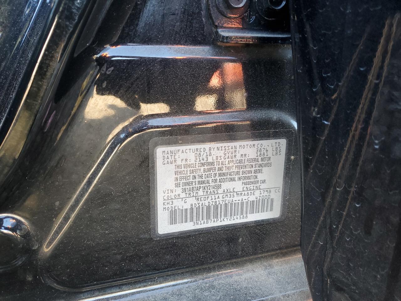 2019 Nissan Sentra VIN 3N1AB7AP1KY214588 Copart auction photo, front end damage thumbnail 15