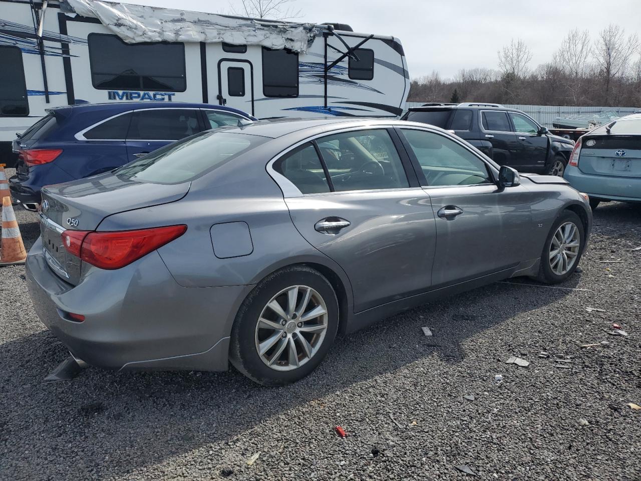2015 Infiniti Q50 VIN JN1BV7AR8FM408122 Copart auction photo, side damage thumbnail 3
