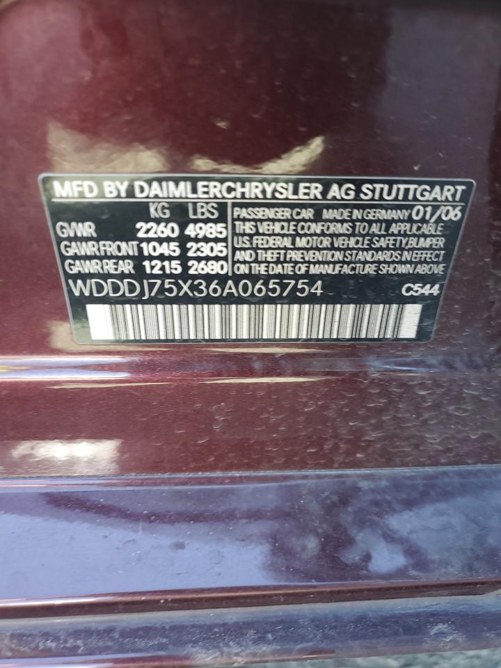 2006 Mercedes-Benz CLC-klasse VIN WDDDJ75X36A065754 Copart auction photo, front end damage thumbnail 12