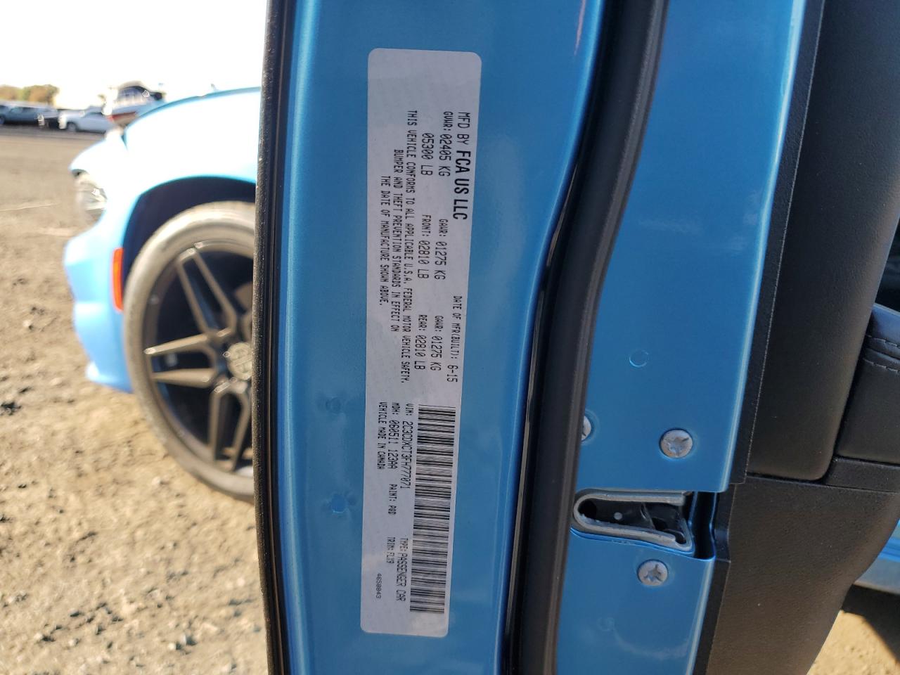 2015 Dodge Charger VIN 2C3CDXCT3FH777071 Copart auction photo, front end / minor dent/scratches damage thumbnail 12