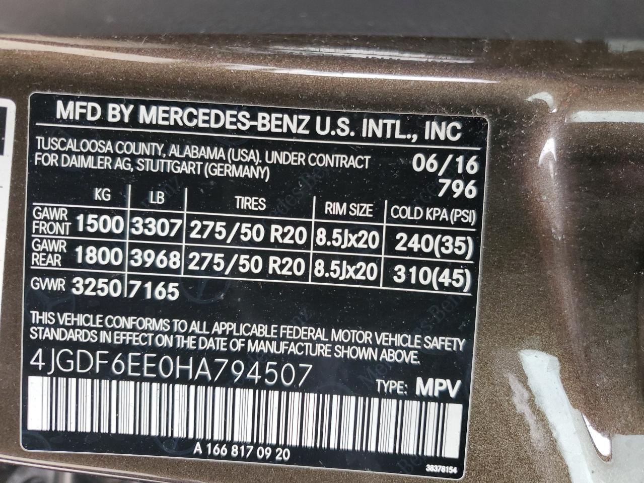2017 Mercedes-Benz GLS-klasse VIN 4JGDF6EE0HA794507 Copart auction photo, burn - engine damage thumbnail 14