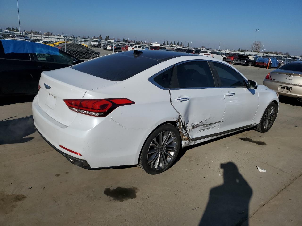 2015 Hyundai Genesis VIN KMHGN4JE6FU101204 Copart auction photo, side damage thumbnail 3