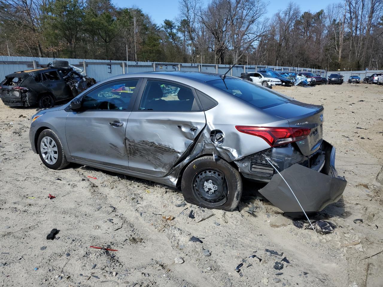2021 Hyundai Accent VIN 3KPC24A67ME143977 Copart auction photo, rear end / side damage thumbnail 2