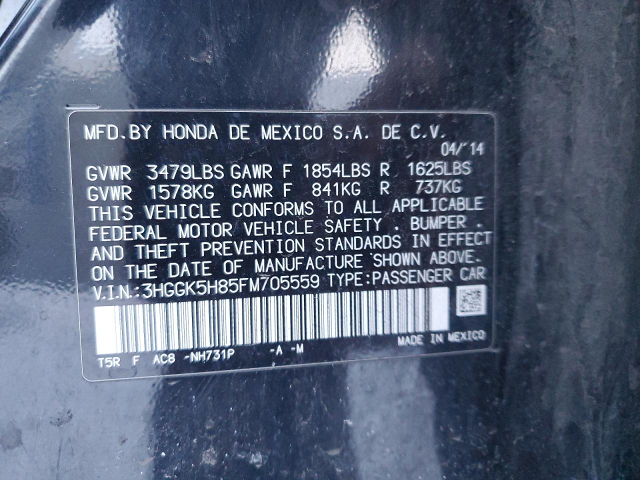 2015 Honda Fit VIN 3HGGK5H85FM705559 Copart auction photo, front end / minor dent/scratches damage thumbnail 12