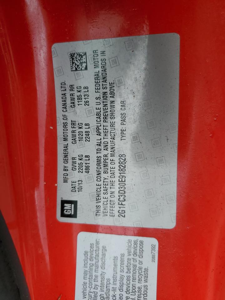 2014 Chevrolet Camaro VIN 2G1FC3D30E9182828 Copart auction photo, water/flood damage thumbnail 13