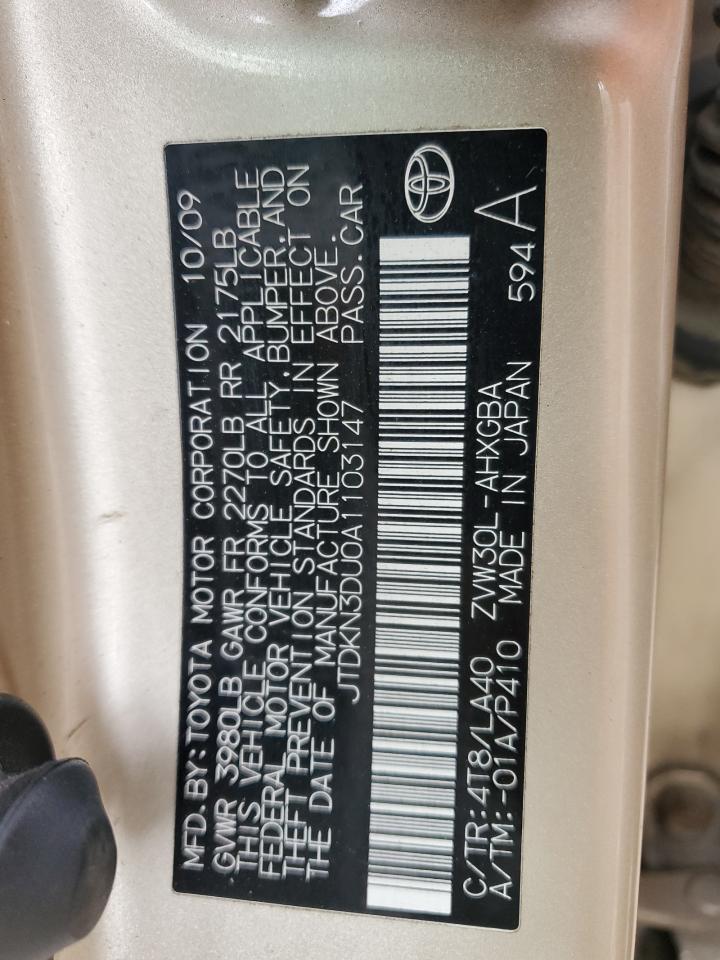 2010 Toyota Prius VIN JTDKN3DU0A1103147 Copart auction photo, side damage thumbnail 12
