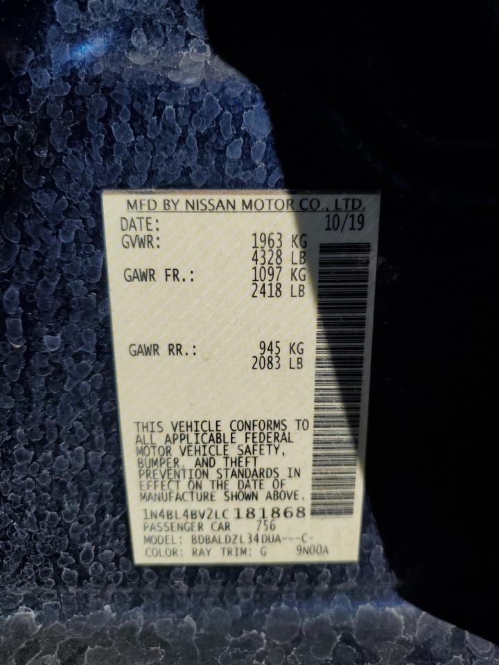 2020 Nissan Altima VIN 1N4BL4BV2LC181868 Copart auction photo, front end damage thumbnail 12