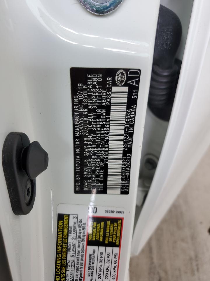 2019 Toyota Corolla VIN 2T1BURHE1KC196041 Copart auction photo, front end damage thumbnail 13