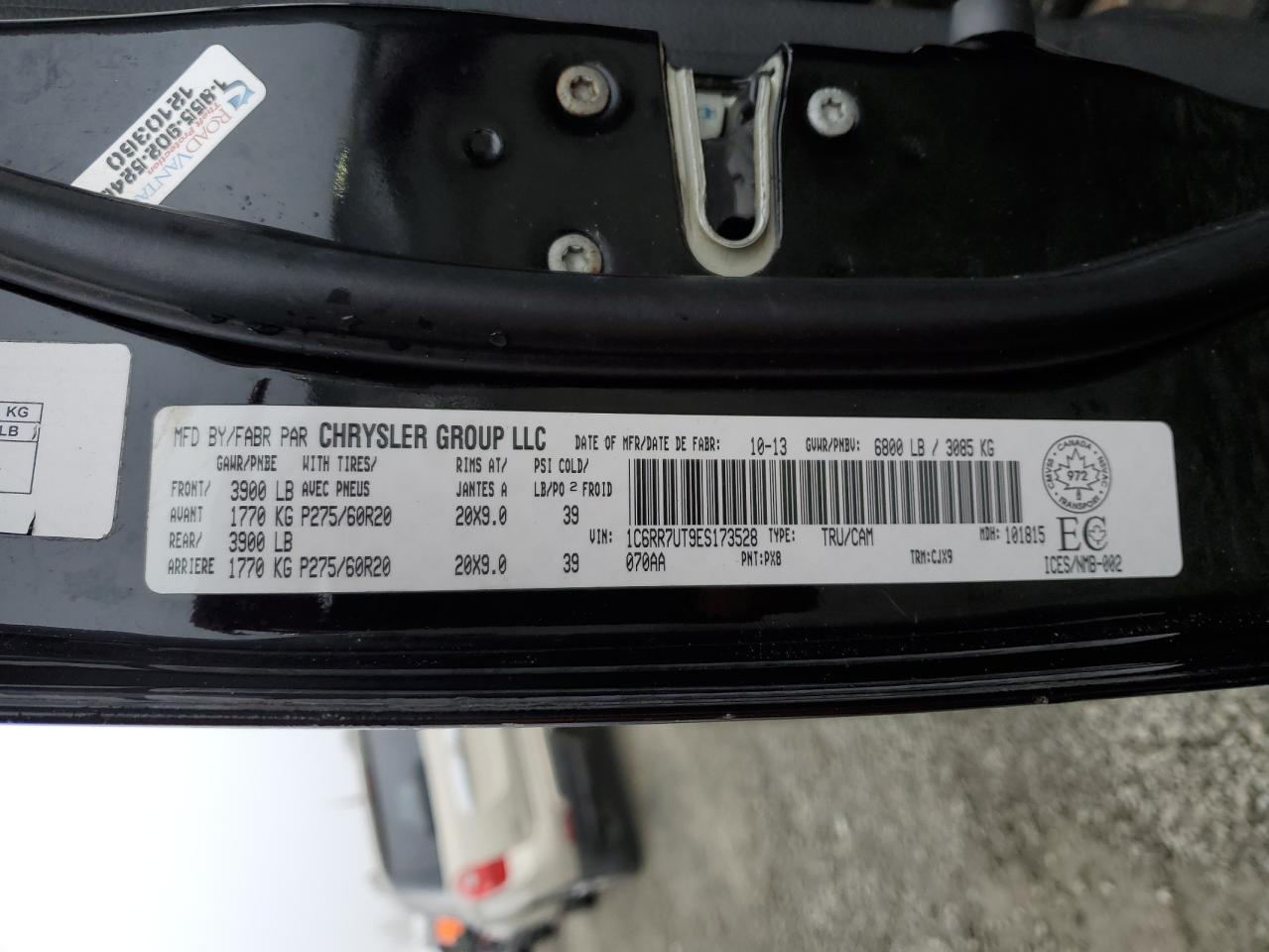 2014 RAM 1500 VIN 1C6RR7UT9ES173528 Copart auction photo, all over damage thumbnail 14