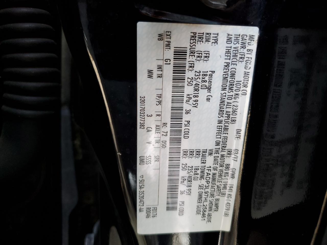 2017 Ford Focus VIN 1FADP3L97HL258461 Copart auction photo, rear end / front end damage thumbnail 13