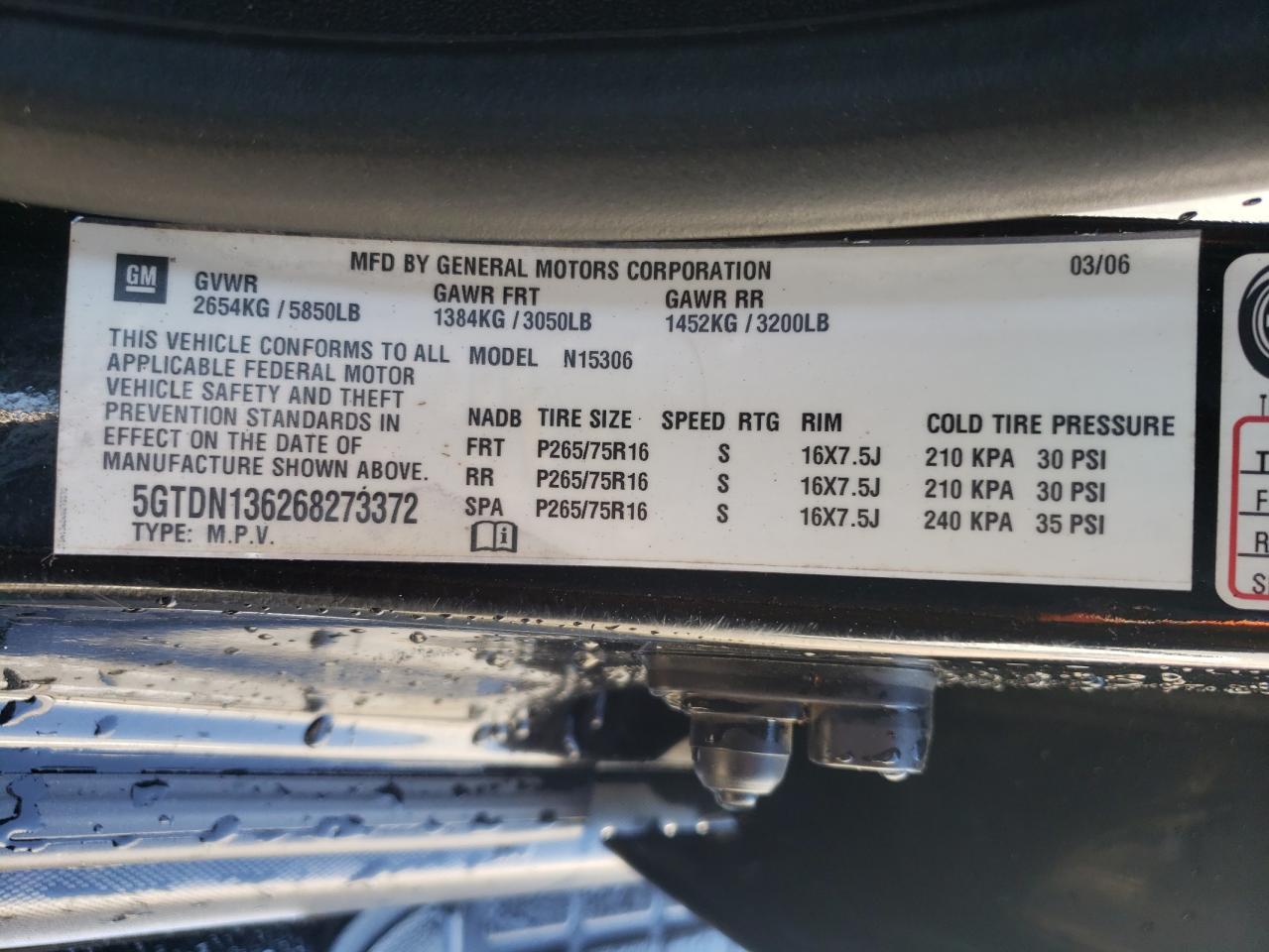 2006 Hummer H3 VIN 5GTDN136268273372 Copart auction photo, front end damage thumbnail 14