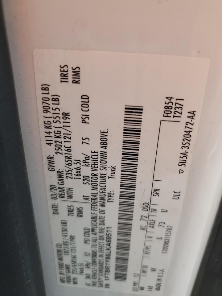 2020 Ford Transit VIN 1FTBR1Y86LKA69511 Copart auction photo, front end damage thumbnail 15