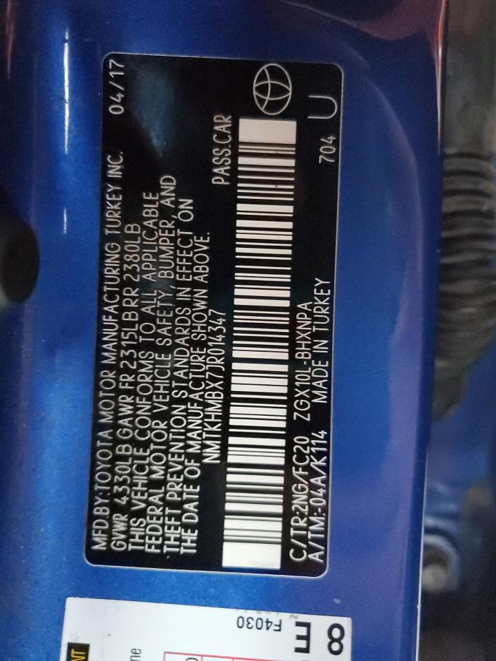 2018 Toyota C-HR VIN NMTKHMBX7JR014347 Copart auction photo, front end / side damage thumbnail 13