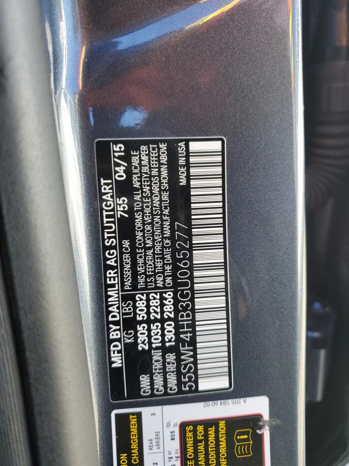 2016 Mercedes-Benz C-klasse VIN 55SWF4HB3GU065277 Copart auction photo, rear end damage thumbnail 12