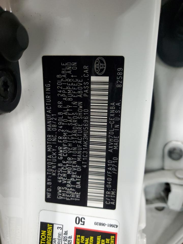 2021 Toyota Camry VIN 4T1C31AK3MU569610 Copart auction photo, rear end damage thumbnail 13