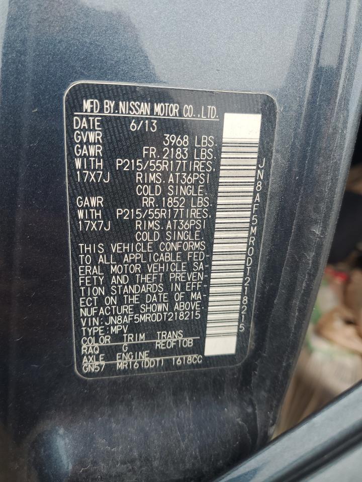 2013 Nissan Juke VIN JN8AF5MR0DT218215 Copart auction photo, front end damage thumbnail 12