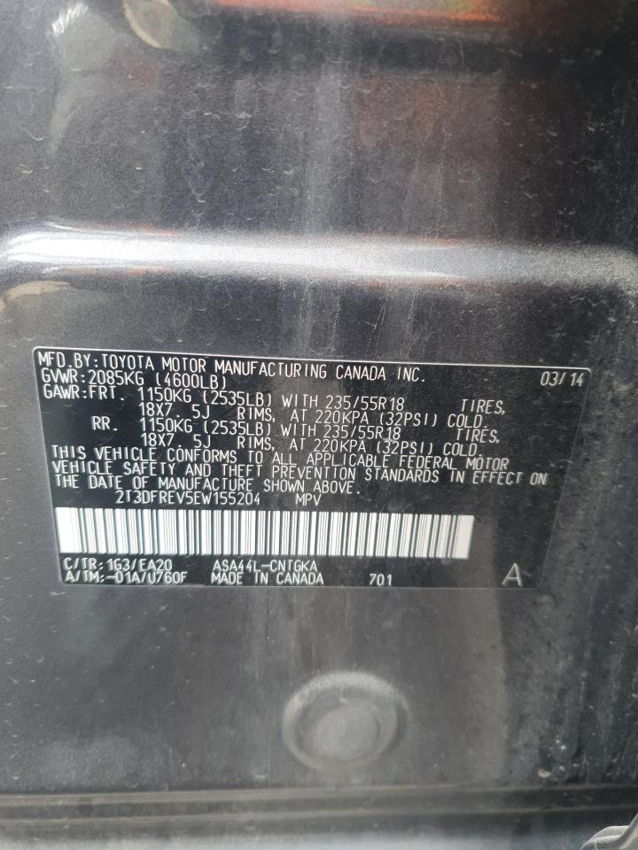 2014 Toyota RAV 4 VIN 2T3DFREV5EW155204 Copart auction photo, front end damage thumbnail 13