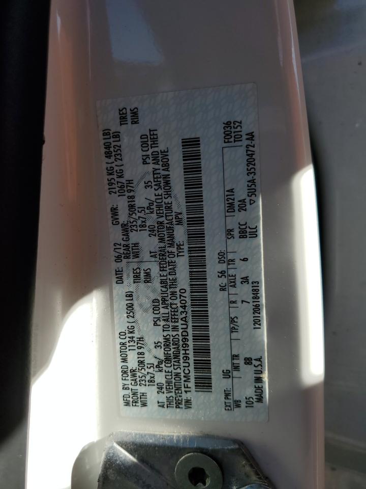 2013 Ford Escape VIN 1FMCU9H99DUA34070 Copart auction photo, front end / mechanical damage thumbnail 13